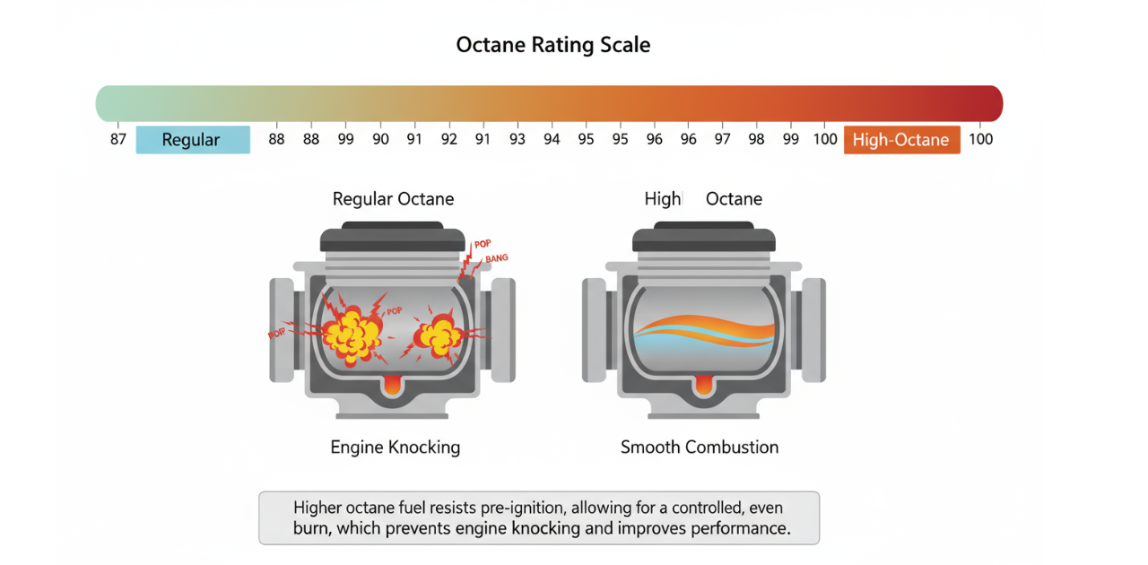 Benefits of high-octane fuel, High-octane fuel advantages, Premium gasoline benefits, Engine performance improvement, High-octane vs regular fuel,